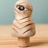 Bumbu handcrafted enchanted mummy decorative figure on a peg showing detailed bandages and painted eyes