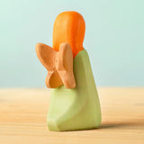 Back of Bumbu wooden sage fairy figure showing light brown wings detail