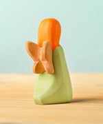 Back of Bumbu wooden sage fairy figure showing light brown wings detail