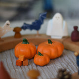 Three Bumbu pumpkins, small, medium and large placed in the centre of a Grimm's celebration ring. 