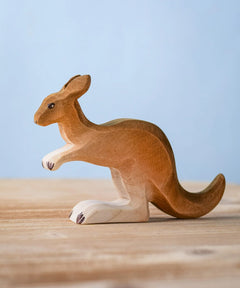 The Bumbu wooden toy kangaroo figure, hand-painted in brown shades.