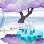 Bumbu handmade white wooden fawn toy figure on a white background