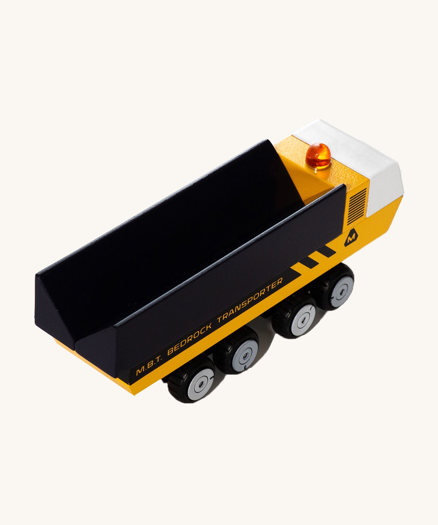 CandyLab yellow and black MBT Transporter vehicle back detail view.
