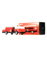 Candylab Big Red Fire Engine pictured with the box on a plain background