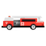 A side view of the Candylab Big Red Fire Engine pictured on a plain background