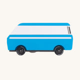 CandyLab blue VW T3 CandyVan with white stripe on the side - side view.