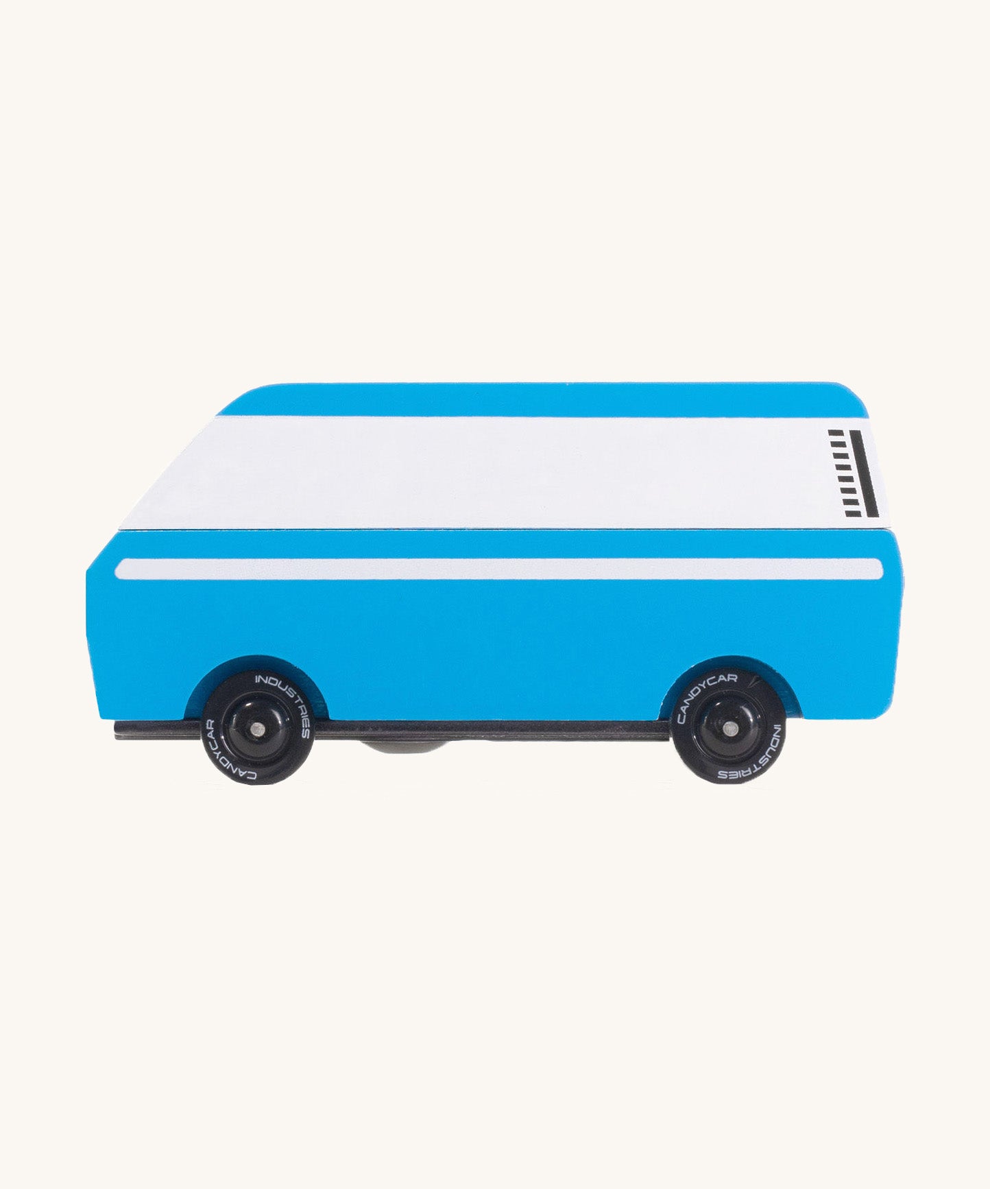 CandyLab blue VW T3 CandyVan with white stripe on the side - side view.