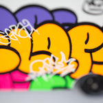 A close up of the details on the side of the Candylab Candyvan Graffiti Van Redux 