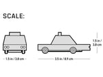 Infographic showing the scale of the Candylab kids wooden toy cars