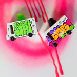 Candylab Candyvan Graffiti Van Redux pictured on a neon pink graffiti painted surface 