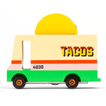 Side of the Candylab wooden taco van toy truck on a white background