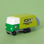 Candylab collectable rubbish lorry toy on a green background
