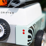 Close up of the spare tyre on the back of the Candylab solid wooden suv toy