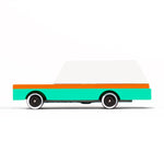 Candylab handmade wooden candycar teal wagon on a white background