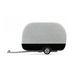 Childrens Candylab handmade wooden airstream trailer toy on a white background