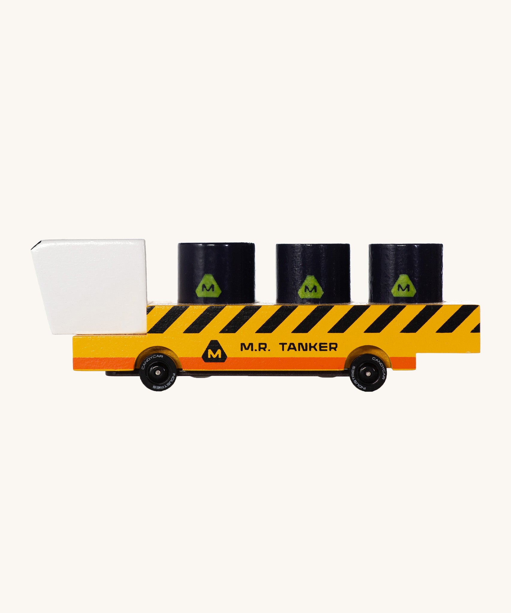 CandyLab yellow and black M.R M.A.R.G.E Tanker side detail view.