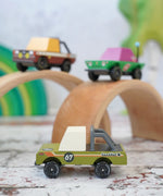 Candylab wooden diecast off road toy vehicles including mud coyote, sand kat and Dundee 