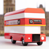 Candylab children's wooden London Bus toy on a white and beige background