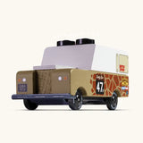 Front of the Candylab safari Gira drifter adventure toy truck in light brown with decals