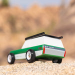 Close up of the Candylab big sur collectable vehicle toy on a large rock