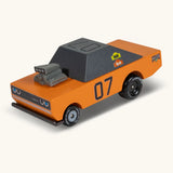 Candylab wooden diecast stormduker muscle toy car with a orange body, grey windows and decals