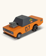 Candylab wooden diecast stormduker muscle toy car with a orange body, grey windows and decals