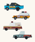 Candylab rust patrol toon cars. A 4 pack of sturdy wooden diecast cars with colourful designs