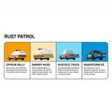 Graphic showing each Candylab toon cars and brief description included in the rust patrol pack 