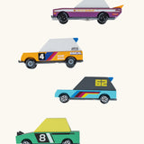 Candylab Tokyo heat toon cars. A 4 pack of sturdy wooden diecast racing cars with colourful designs