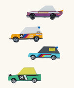 Candylab Tokyo heat toon cars. A 4 pack of sturdy wooden diecast racing cars with colourful designs
