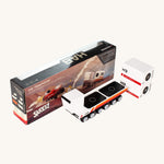CandyLab HAB Transporter space vehicle with transporter containers next to the original cardboard box packaging