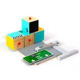 The Candylab wooden toy car tollbooth, disassembled.