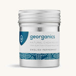 A pot of the Georganics english peppermint chewing gum