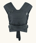 Close Caboo cotton blend Baby Carrier in phantom front view, showing wide shoulder straps, ring adjustment, and soft front panel.