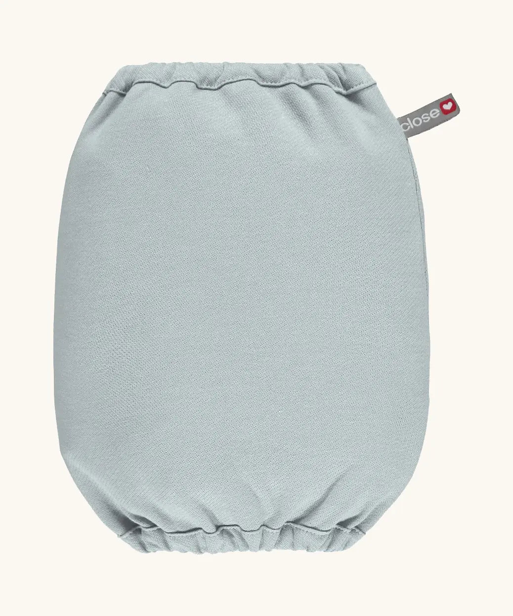 Close Caboo Lite Baby Carrier storage bag in Alloy, made from matching pale grey-blue fabric with Close logo tab.