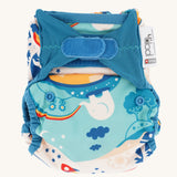The Close Pop-In x Babipur exclusive reusable nappy wrap, in a Babipur World print