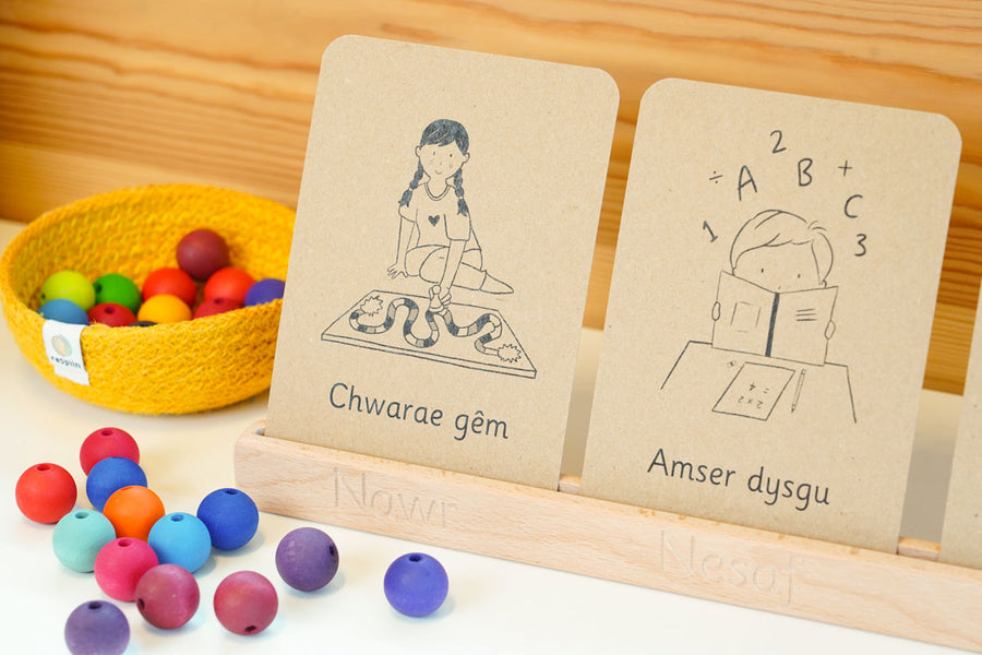 Coach House Daily Routine Flashcard Stand - Welsh – Babipur