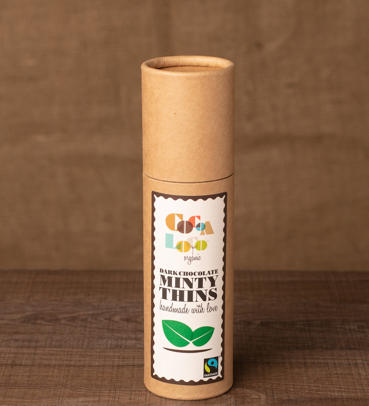 Cocoa Loco Dark Chocolate Minty Thins 170g. These chocolate thins are Fairtrade, organic and UPF free.