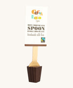Cocoa Loco dark Hot Chocolate Spoon. 30g of UPF free, organic, Fairtrade dark chocolate on a wooden spoon.