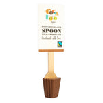 Cocoa Loco organic Fairtrade milk hot chocolate spoon on a white background