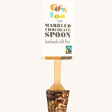 Cocoa Loco Marbled Hot Chocolate Spoon. 30g of UPF free, organic, Fairtrade marbles chocolate on a wooden spoon.