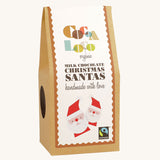 A pack of Cocoa Milk Chocolate Santas. These Chrimas Santa shaped santas are made with UPF free, organic and Fairtrade chocolates. 