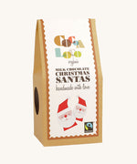 A pack of Cocoa Milk Chocolate Santas. These Chrimas Santa shaped santas are made with UPF free, organic and Fairtrade chocolates. 