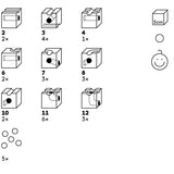 Infographic showing the different pieces in the Cuboro standard wooden marble run toy set
