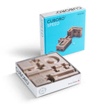 Cuboro childrens plastic-free wooden marble run speed set in its cardboard box on a white background