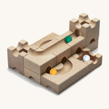 Cuboro Sub Wooden Marble Run Set pictured on a cream background