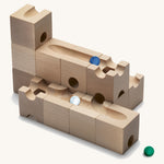 Cuboro Trick Wooden Marble Run Set pictured on a cream background