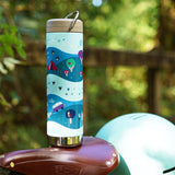 klean kanteen blue bottle with printed campervans