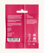 The back of the Denttabs toothpaste tabs in strawberry flavour.