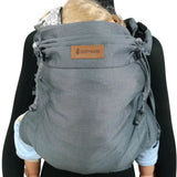 Didymos didyfix toddler carrier in double anthracite. A full buckle carrier with a soft structure made from cotton